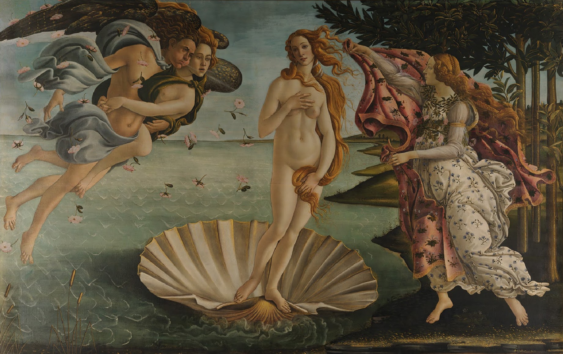 The Birth of Venus - Sandro Botticelli 

De Geboorte van Venus is een schilderij van de Italiaanse kunstschilder Sandro Botticelli. Het hangt in de Uffizi-galerij in de Italiaanse stad Florence. Het schilderij is vervaardigd met tempera op canvas en meet 172,5 cm bij 278,5 cm. Wikipedia
Artiest: Sandro Botticelli
Locatie: Uffizi
Materiaal: Tempera
Museum: Galleria degli Uffizi
Gemaakt: 1485–1486
Perioden: Renaissance, Italiaanse renaissance, Florentine painting, Early renaissance